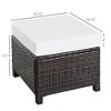 Resenkos Outdoor Footstool Footrest,20" Patio Wicker Ottoman, Multipurpose Outdoor PE Rattan Footrest, Black, Cream White - 2 of 4