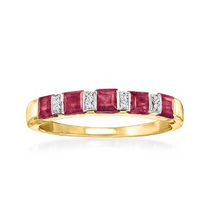 Ross-Simons 1.20 ct. t.w. Ruby Ring With Diamond Accents in 18kt Gold Over Sterling - 1 of 4