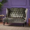 Velvet Modern Glam Wingback Loveseat Sofa with Button Tufted Diamond Stitch and Turned Legs for Living Room - 3 of 4