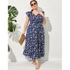 Clearlove Women's Summer Plus Size Dress Ruffle Cap Sleeveless V Neck Side Split Long Beach Maxi Dress - 3 of 4