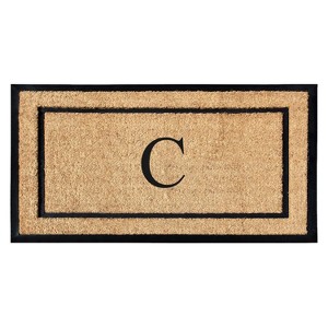 A1HC Natural Coir and Rubber Backing Monogrammed Door Mat, Anti-Shed Entry Doormat - 1 of 4