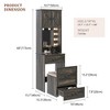 Fredees Vanity Desk with Mirror and Lights, Compact Makeup Table w/Storage Drawers & Shelves, Farmhouse Vanity Table with Hidden Chair for Bedroom - 2 of 4