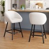 TUYOHW Teddy Fabric Counter Bar Stools Set of 2,Upholstered Bar Chairs with Metal Frame,Soft Backrest & Armrest,Dining Chair for Kitchen,Bar - 2 of 4