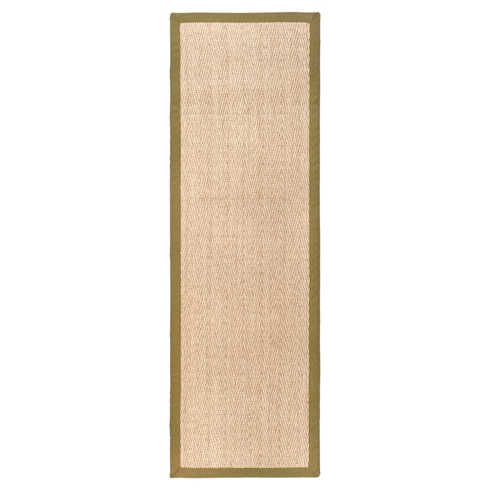 2'6inx8' Runner Natural Fiber Rug Natural/Olive - Safavieh