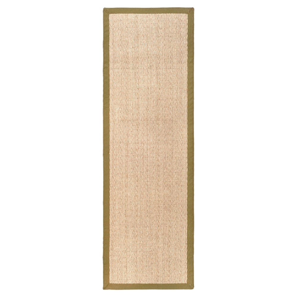 2'6inx8' Runner Natural Fiber Rug Natural/Olive - Safavieh