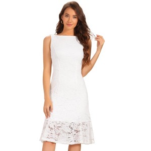 INSPIRE CHIC Women's Lace Boat Neck Sleeveless Evening Cocktail Sheath Dress - 1 of 4