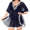 LA LEELA Women's Beach Cover Up Vacation Beachwear Mini Bathing Suit Loose Beach Dress Summer Holiday Swimwear Bikini Large-X-Large Blue, Solid - 2 of 4