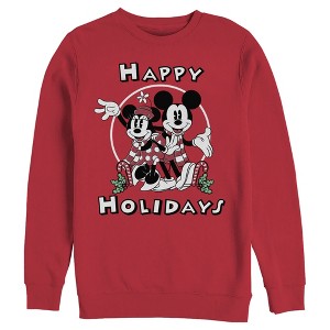 Men's Mickey & Friends Mickey & Minnie Holiday Sweatshirt - 1 of 4