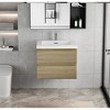 Vynxaria 30" Natural Oak Floating Bathroom Storage Cabinet with Resin Sink and Soft-Close Drawers - 3 of 4