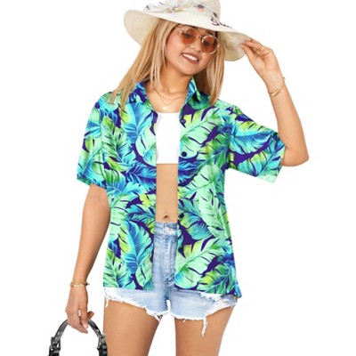 HAPPY BAY Button Down Shirt Casual Summer Party Blouse Shirt Tropical Blouses Short Sleeve Vacation Dress Tops Tee Shirts Hawaiian Dresses