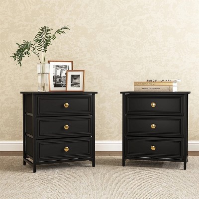 CIPACHO 2 Piece Black 20 Tall 3 Drawer Nightstand Set Ideal for Living Room to Organize Small Essentials and Brighten Your Space