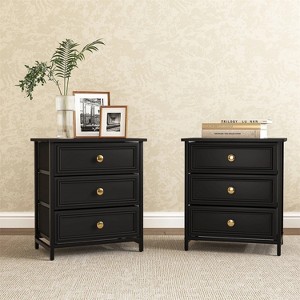 CIPACHO 2 Piece Black 20 Tall 3 Drawer Nightstand Set Ideal for Living Room to Organize Small Essentials and Brighten Your Space - 1 of 4