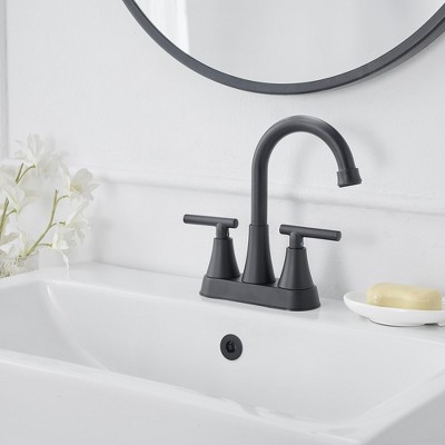 Matte Black Stainless Steel 2-Handle High-Arc Bathroom Faucet