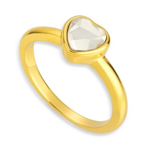 EVRY JEWELS WATERPROOF Gold or Silver Plated Stainless Steel Sweetheart Sparkle Ring - 1 of 3