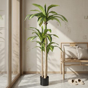 GDFStudio Lee Modern Plastic and Iron Artificial Dracaena Tree with Pot  (Set of 2) : Target