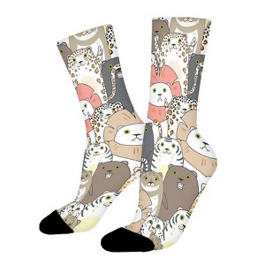 Cute Tigers Cats Women Printed Crew Socks Funny Funky Socks Soft Polyester Novelty Gifts for Artists Men - 1 of 1