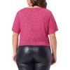 Agnes Orinda Women's Plus Size Short Sleeve Mesh Sheer Silver Star Club Trendy Crop Blouses - 4 of 4