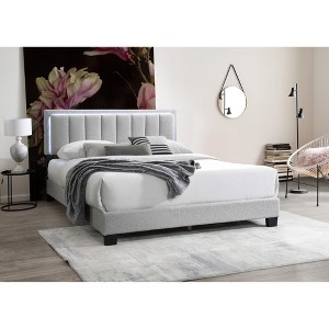 Queen Size Upholstered Platform Bed with Tufted Headboard for Bedroom - 1 of 4