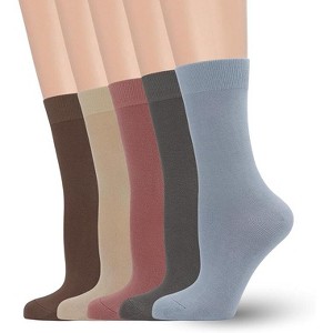 SERISIMPLE Women Soft Thin Viscose Bamboo Crew Socks, Fit Stretchy Casual, Business, Dress Calf Sock Large White 5 Pairs - 1 of 4