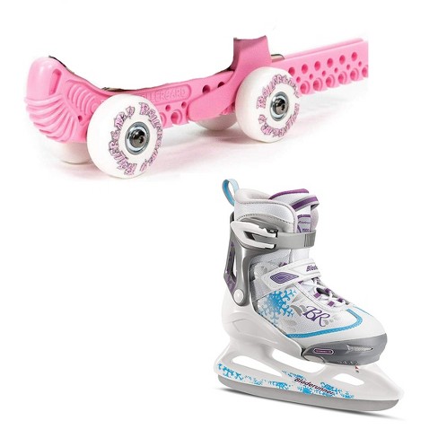 Rollergard Slip-on Roc-n-roller Figure Skate Rolling Guard, Pink (2 Pack) & Rollerblade 