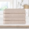 Plush Cotton Ribbed Checkered Border Medium Weight 4 Piece Bath Towel Set by Blue Nile Mills - 2 of 4