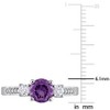Everly Jewelry – 10K White Gold 1 1/3 TGW Simulated Alexandrite and Created White Sapphire 3-Stone Ring - 2 of 4