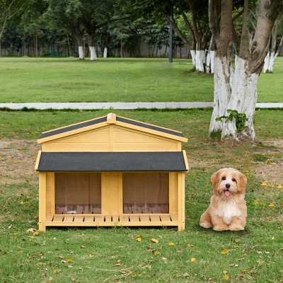 Dog Cage Big With Waterproof, Dog House Outdoor For Medium Dogs, Wood Pet House Dogs, Log Cabin Style Dog House With PVC Top Plate-Cuddlewood