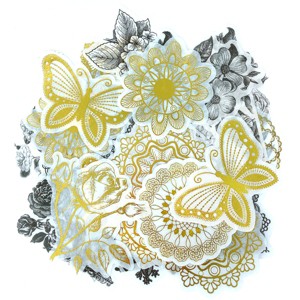 Wrapables Decorative Scrapbooking Washi Stickers, DIY Crafts for Stationery, Diary, Card Making (60 pcs), Golden Vintage - 1 of 4
