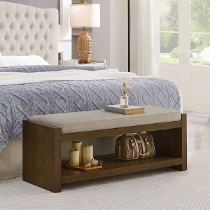 Sapphtopaz 47" Modern Storage Bench with Removable Upholstered and Lower Shelf Shoe Rack, Storage Ottoman, Entryway Bench for Bedroom, Entryway, Linen - 1 of 4
