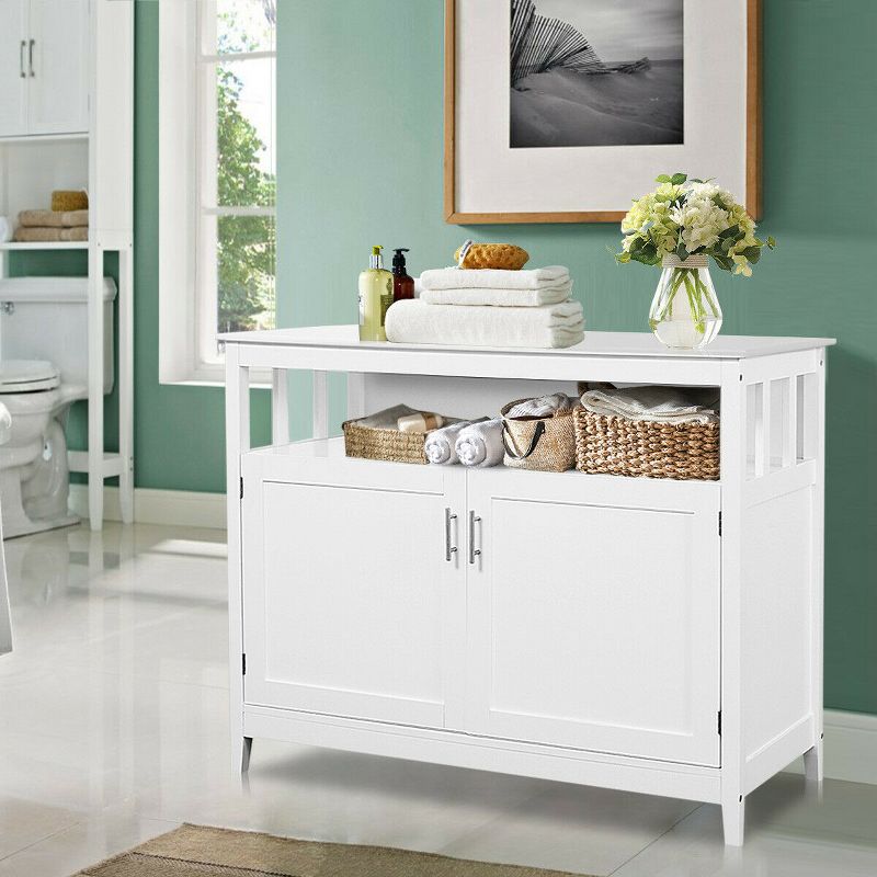 Costway Modern Kitchen Storage Cabinet Buffet Server Table 36" Sideboard Dining Wood White, 3 of 8