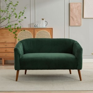 CAVINAS 50.78" Modern Loveseat Sofa, Corduroy Fabric Upholstered Sofa Couch, 2-Seat Sofa with Wooden Nature Legs - 1 of 4