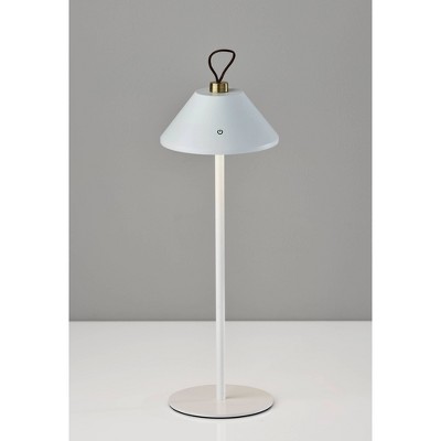 White Metal Cordless LED Table Lamp with Touch Dimmer