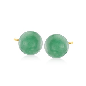 Ross-Simons 10mm Jade Stud Earrings in 14kt Yellow Gold - 1 of 4