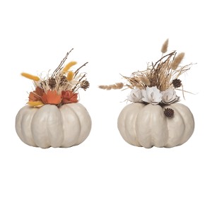 Transpac Pumpkin Floral Arrangement Set of 2 Fall/Harvest Home Decorations - 1 of 1