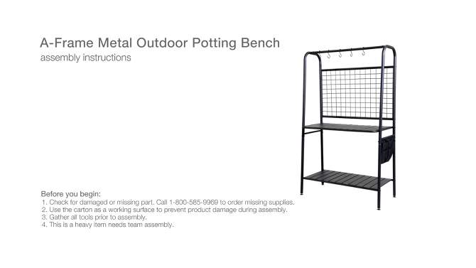 A-Frame Metal Outdoor Potting Bench Black - Room Essentials&#8482;, 2 of 9, play video