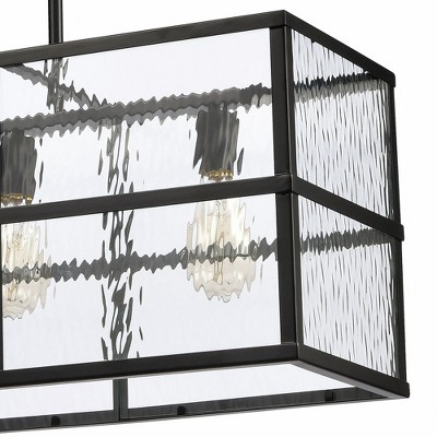 Matte Black and Clear Glass 4-Light Chandelier