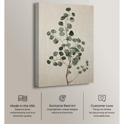 Eucalyptus Embroidery Botanical Art Prints Canvas Wall Art, 15" x 10"