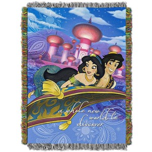 Disney Aladdin A Whole New World Tapestry Fleece Throw Blanket  46" x 60" - 1 of 4