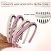 Unique Bargains Women's Non-slip Solid Color Teeth Comb Headband Pink Beige 4 Pcs - 4 of 4
