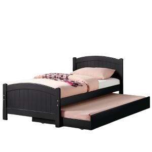 Infurnic Beds, Twin Over Pull-Out Bunk Bed with Trundle and Headboard, Extendable Bunk Beds for Small Space Bedroom, Black, 80"*50"*40" - 1 of 4