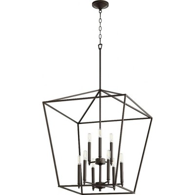 Quorum Lighting Gabriel 9-Light 2-Tier Entry Pendant, Oiled Bronze, 24W x 29.5H, Dry Rated