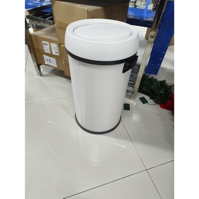 17 Gallon/65 Liter Trash Can, Stainless Steel Rubbish Bin, Commercial Grade Waste Container, Round Garbage Can for Outdoor, Home Office, Restaurant