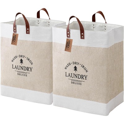 2Pack 76L Laundry Basket & Hamper, Large Collapsible Waterproof Clothes Baskets with Handles
