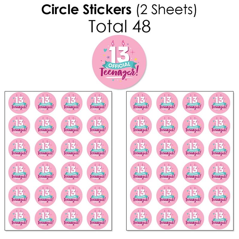 Big Dot of Happiness Girl 13th Birthday - Official Teenager Birthday Party Candy Favor Sticker Kit - 304 Pieces, 5 of 8