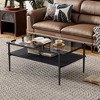NicBex Rectangle Glass Coffee Table Modern Living Room Centerpiece with Reinforced Metal Legs Tempered Glass Top - 4 of 4