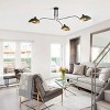 Dewdrop 3-Light Modern Chandelier Black Metal Ceiling Light Fixture with Gold Shade for Dining Room Living Room - 4 of 4