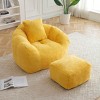 Bean Bag Chair Modern with Footstool and Ergonomic Backrest for Living Room 45.4in Wide-3irtyhousy - 2 of 4