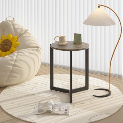 KTMBDW 19.68''H Round Side Table, Round Accent End Table with Sturdy Metal Frame, Round Nightstand, for Living Room, Bedroom, Balcony, Office, Gray