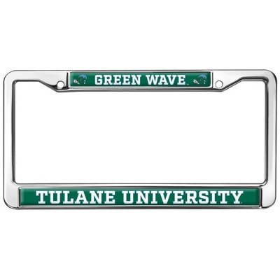 Tulane University Green Wave Logo Full Size Standard License Plate Metal Frame