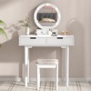 Makeup Vanity Set with 3-Color Dimmable Lighted Mirror, Makeup Dressing Table with Soft Cushioned Stool - 3 of 4